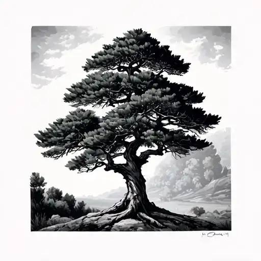 Lebanese Cedar Tree tattoo design idea