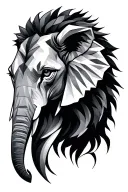 Geometric elephant head (First half) geometric Lion head (second half) geometric Ornaments  tattoo design idea