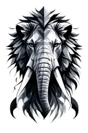 Geometric elephant head (First half) geometric Lion head (second half) geometric Ornaments  tattoo design idea
