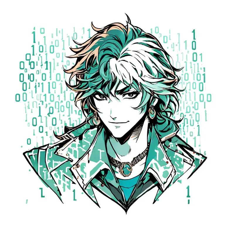binary codes with jojo bizarre adventure tattoo design idea