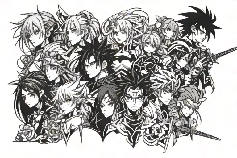 Anime characters tattoo design idea