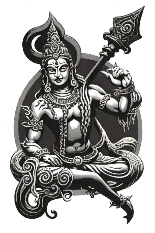 Lord Siva with trishul Om and damru tattoo design idea