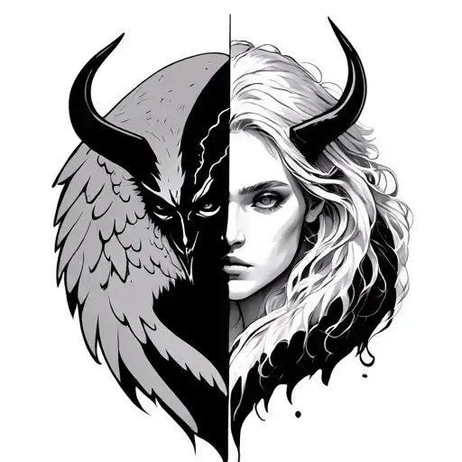 Half Angel Half Devil tattoo design idea