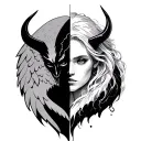 Half Angel Half Devil tattoo design idea