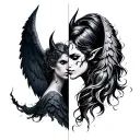 Half Angel Half Devil tattoo design idea