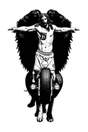 dogs and motorcycle and basketball and jesus christ tattoo design idea