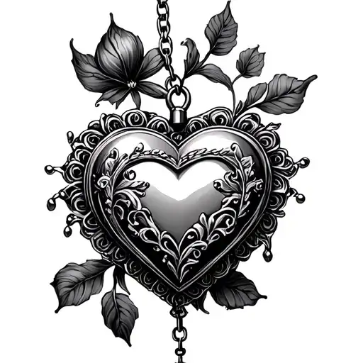 cherish with heart shaped locket tattoo design idea