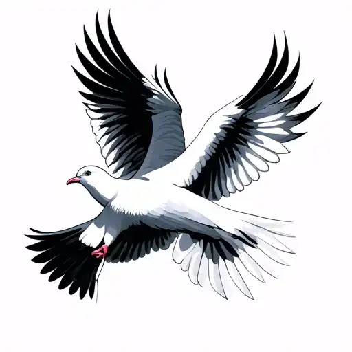 Minimalistic Doves fly tattoo design idea