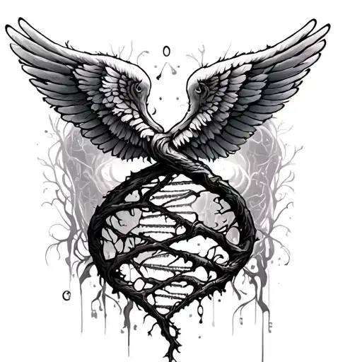 wings, tree of life, dna strand tattoo design idea
