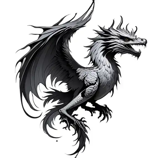 dragon fenix bird tattoo design idea