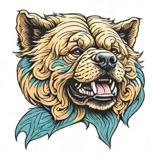 chow chow smiling tattoo design idea