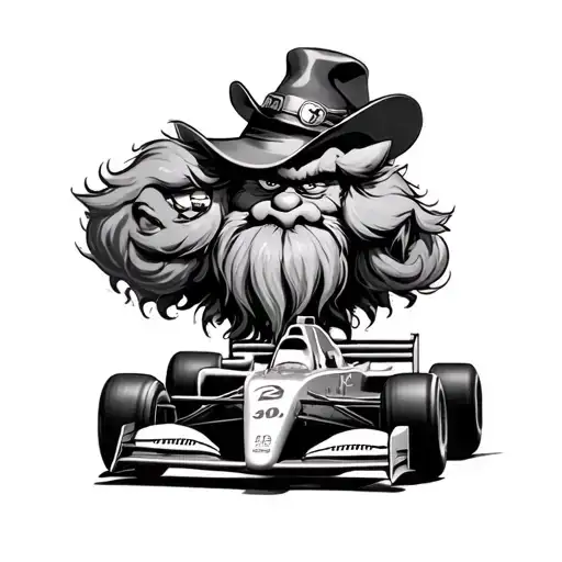 yosemite sam and grinch and f1 car tattoo design idea