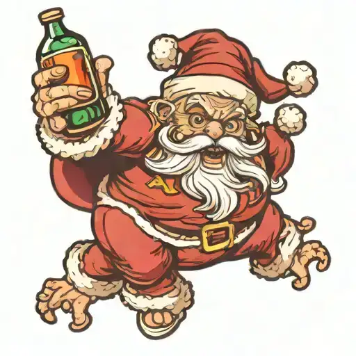 drunk ugly Santa tattoo design idea