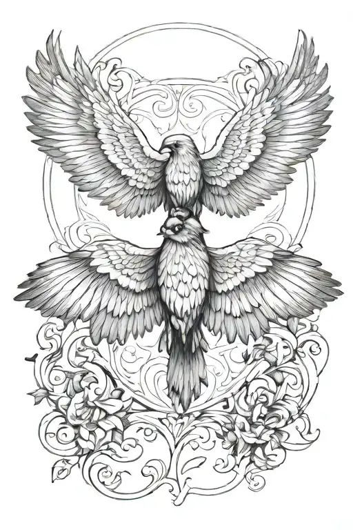 liverpool bird wings spread tattoo design idea