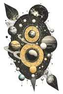 geometric solar system tattoo design idea