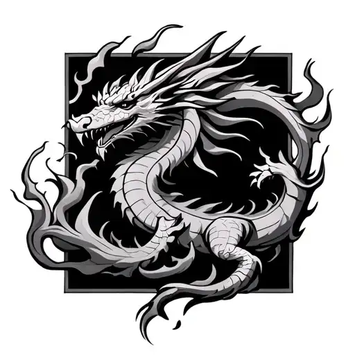 nordic dragon breathing fire tattoo design idea
