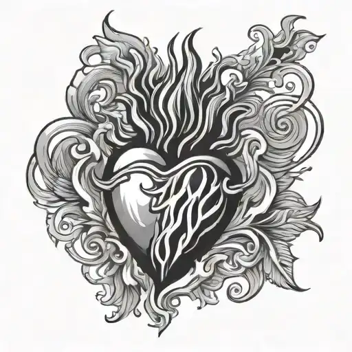 sacred heart in flames tattoo design idea