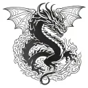 dragon tattoo with flames tattoo design idea