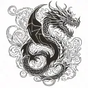 dragon tattoo with flames tattoo design idea