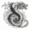 dragon tattoo with flames tattoo design idea