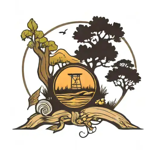 Combine elements of disc golf and the outdoors to create a nature-themed disc golf scene tattoo tattoo design idea