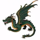 a gentle dragon with clearly defined facial features and outstretched wings tattoo design idea