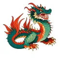 a gentle dragon with clearly defined facial features and outstretched wings tattoo design idea