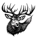 elk black with antlers tattoo design idea
