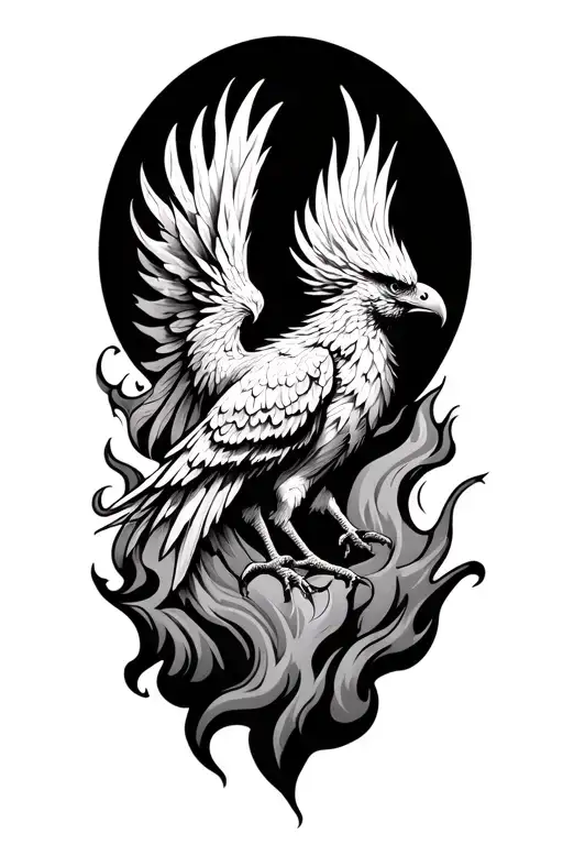 Phoenix rising from flames tattoo design idea