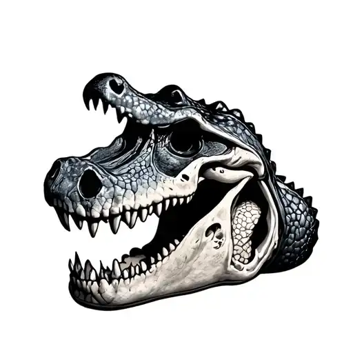 alligator head skull tattoo design idea