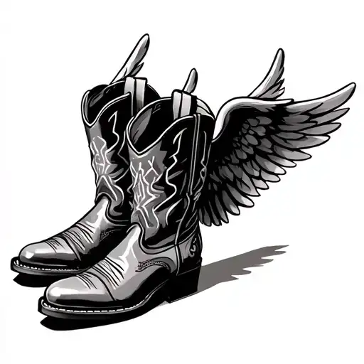 cowboy boots angel wings barbed wire tattoo design idea