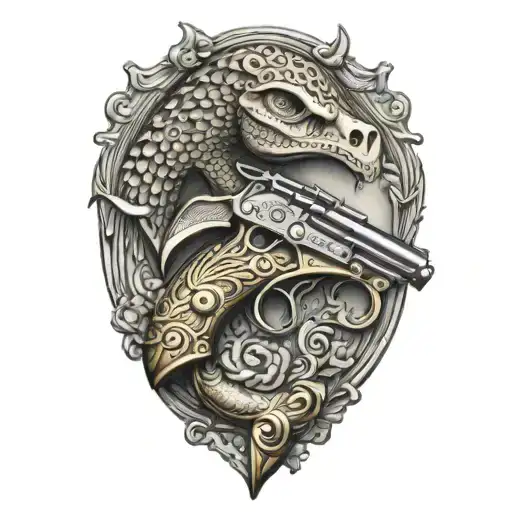don't tread on me flintlock pistol tattoo design idea