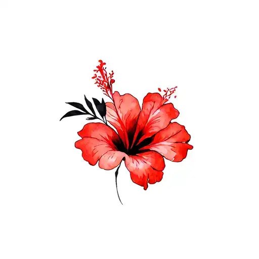 red and black hibiscus  tattoo design idea