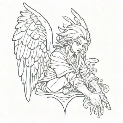 crying angel gangster hand piece tattoo design idea