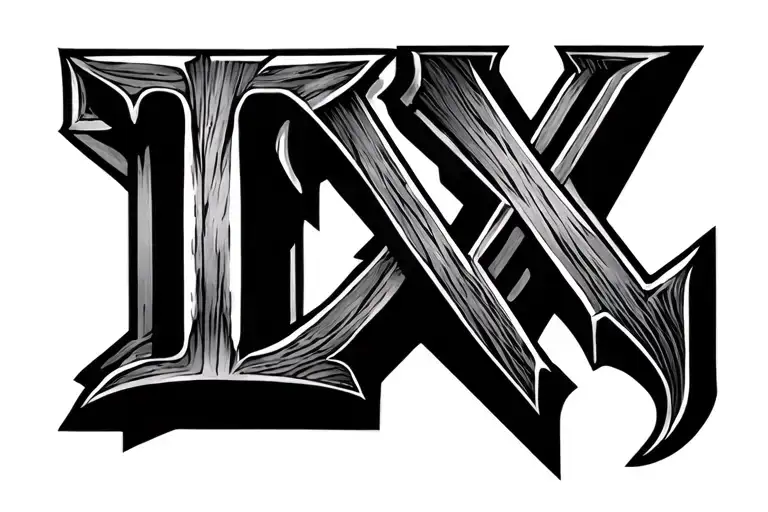 Letters I X and number 9 realms tattoo design idea