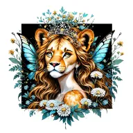 sexy fairy girl dressed as a lioness queen Anne's lace tattoo design idea