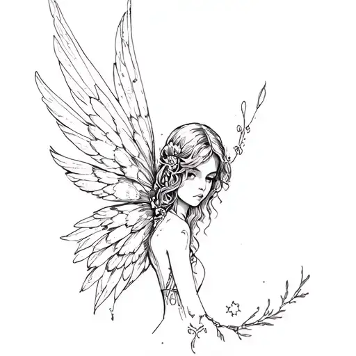 sketch tattoo pixie wings crosses drawing tattoo design idea