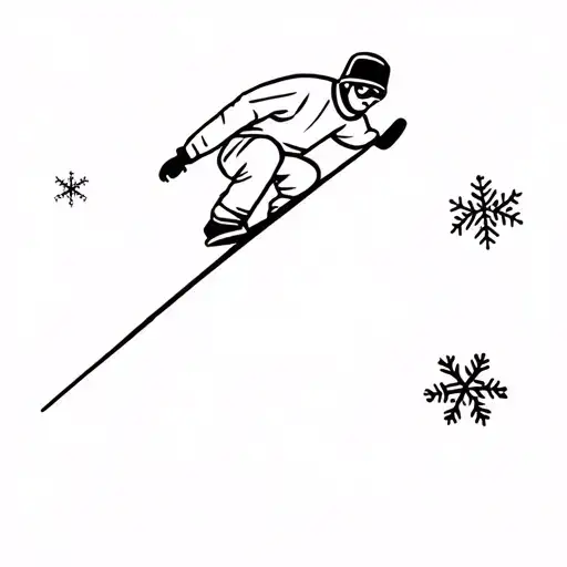 snowflake skiing tattoo design idea