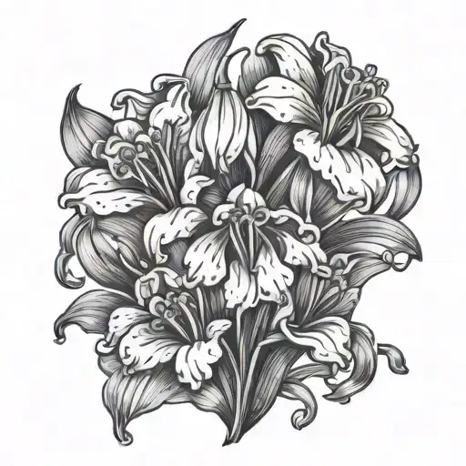 carnation snowdrop flowers intertwined tattoo design idea
