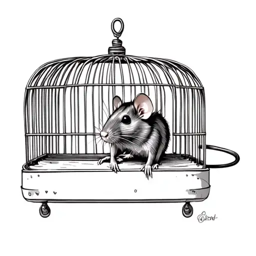 rat in a cage tattoo design idea