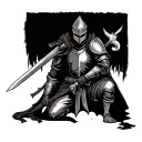 Kneeling Knight holding a Sword tattoo design idea