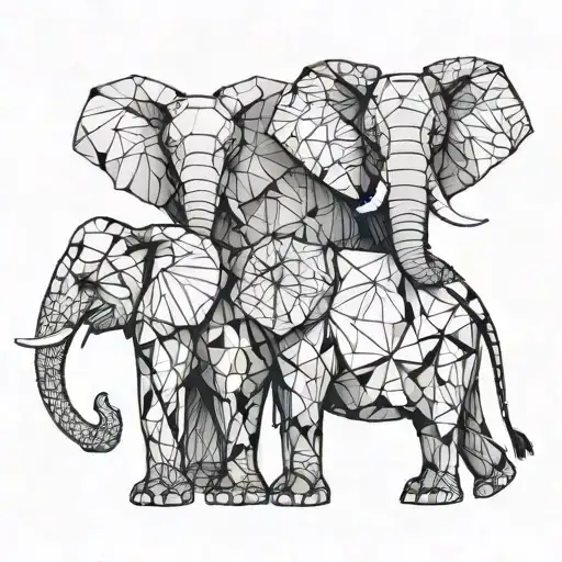 elephants holding trunks with Scrat leading the way tattoo design idea
