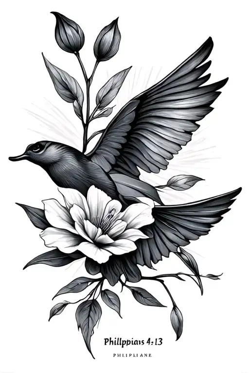 Philippians 4:13 written tattoo design idea