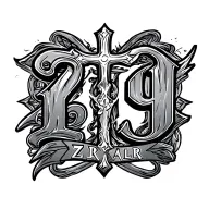 The number 19 with ZJR and ALR incorporated with a cross  tattoo design idea