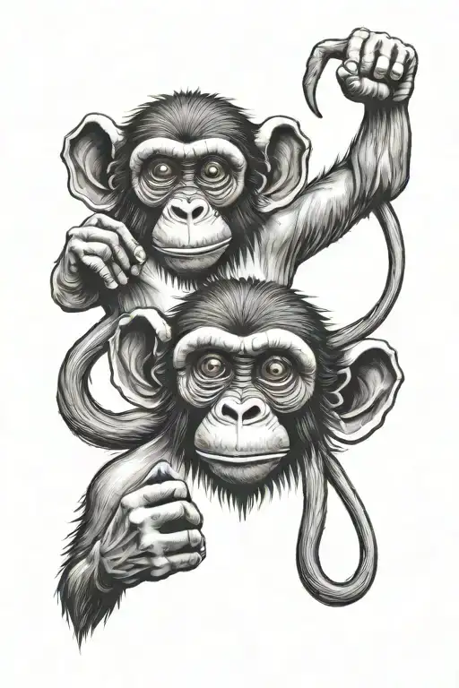 Monkey See No Evil Hear No Evil Speak No Evil Eye tattoo design idea