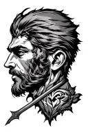 i want strong men symbols for cold eyes, warm heart, iron will  tattoo design idea