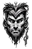 i want strong men symbols for cold eyes, warm heart, iron will  tattoo design idea