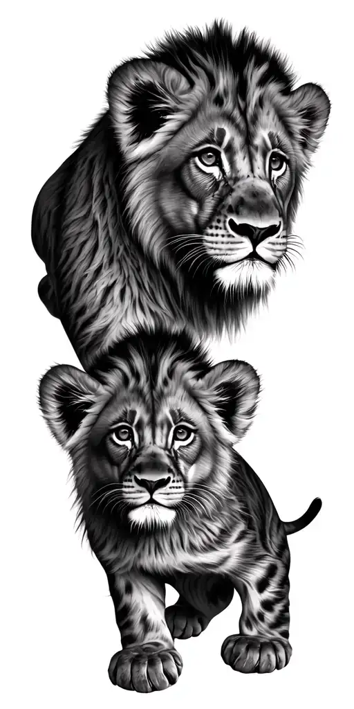 3 lion cubs tattoo design idea