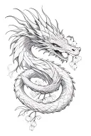 dragon, lily of the valley flower intertwined tattoo design idea