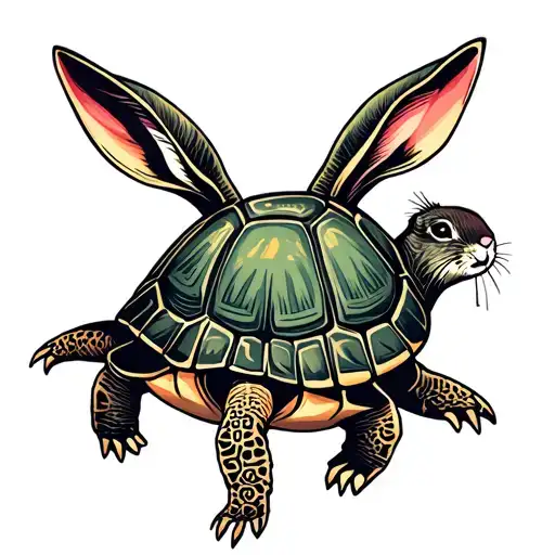 Turtle And Rabbit tattoo design idea